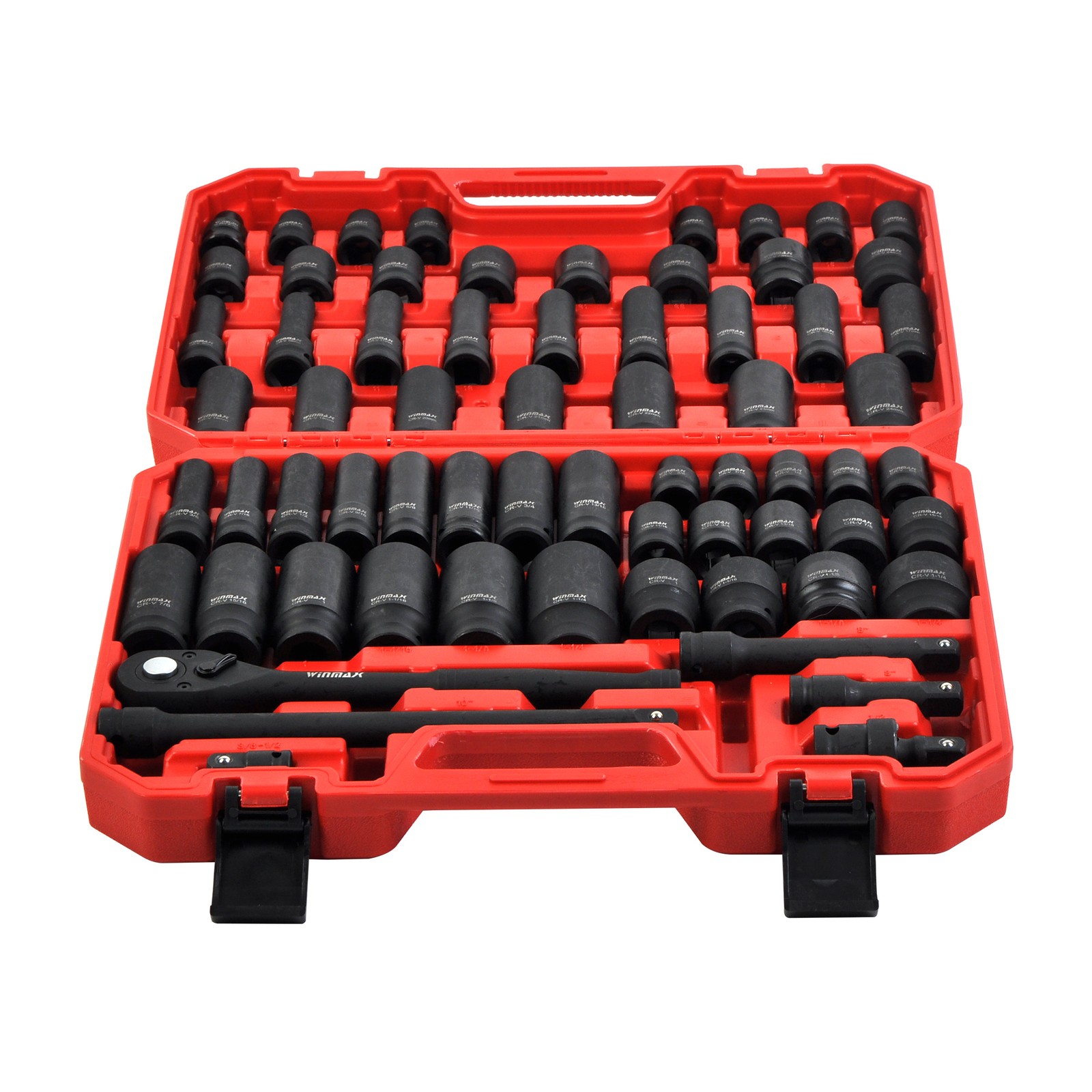 1/2in Drive Impact Socket Set SAE Metric 6 Point Shallow & Deep Socket Set 66PC