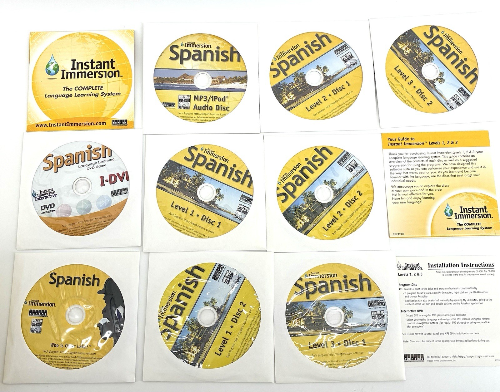 Instant Immersion Spanish Levels 1 2 3 Complete 9 Disc Set PC Mac CD-ROM (C)