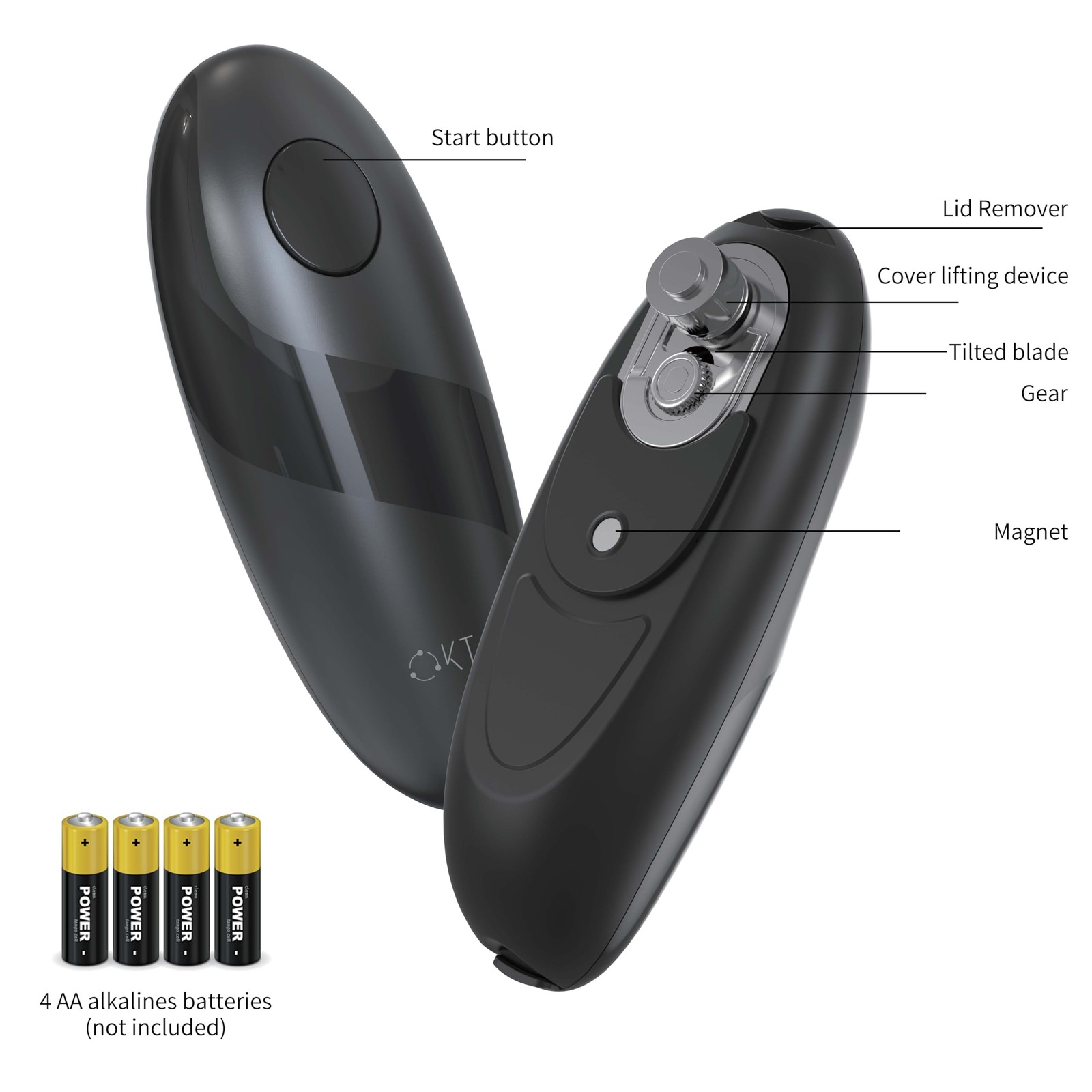 Automatic Can Opener for All Sizes Smooth Edge Small Standart, Black