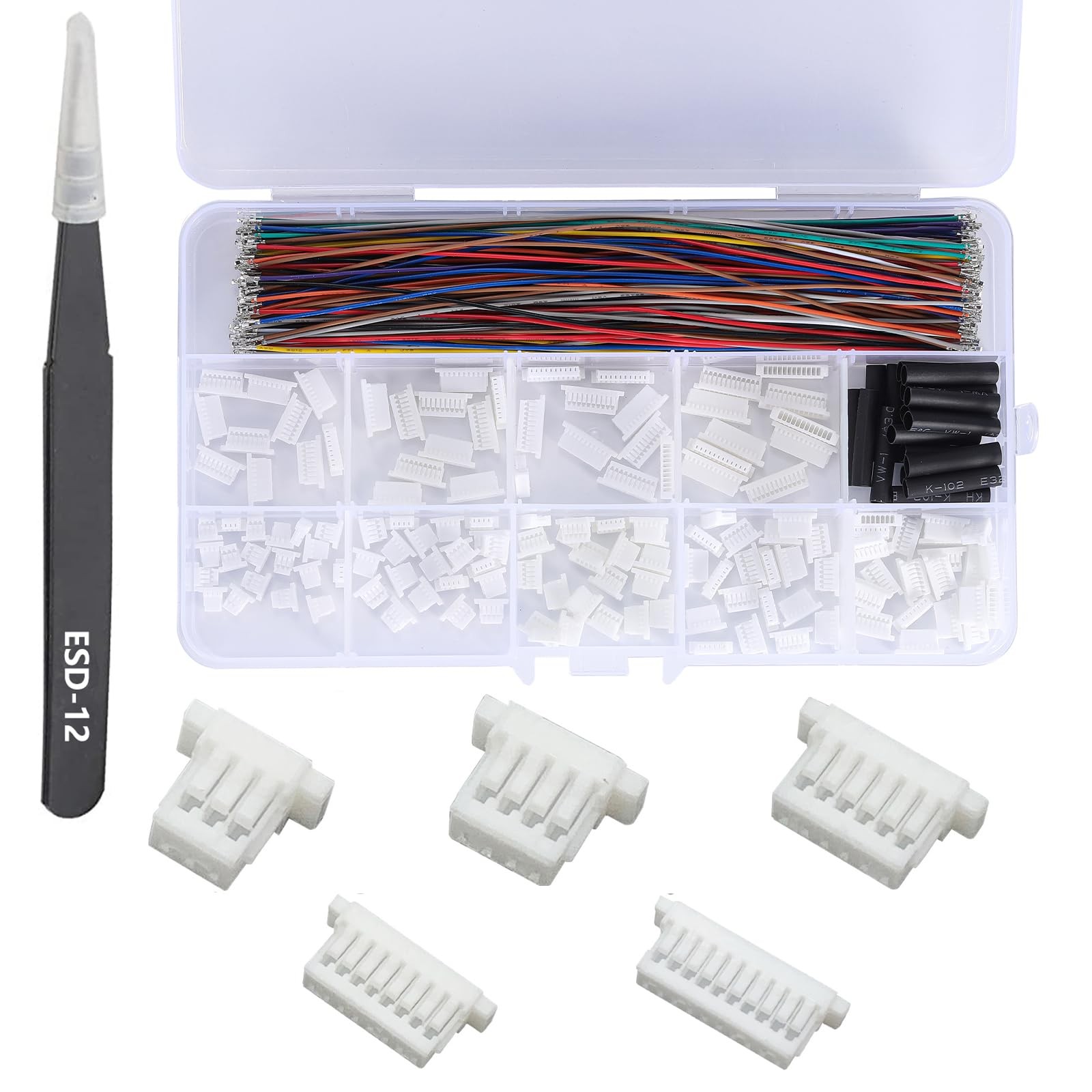 Teansic JST SH 1.0mm Connector Kit with 28AWG Pre-Crimped Cables(150mm/5.9...