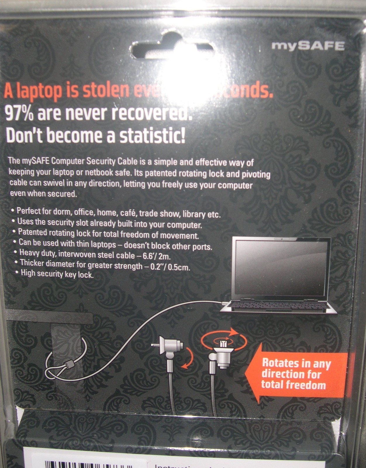 NOTEBOOK LAPTOP COMPUTER PC SECURITY LOCK CABLE CHAIN WITH TWO KEYS ANTI-THEFT