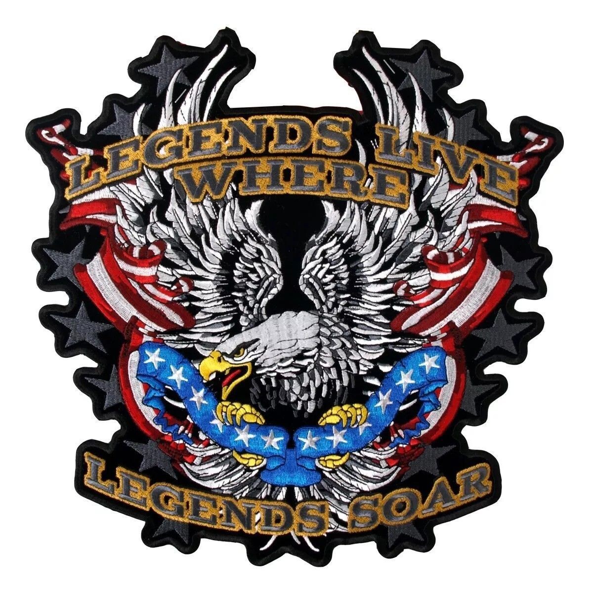 Legends Live Where Legends Soar Patriotic Eagle Patch - iron on or Sew  5"x5"