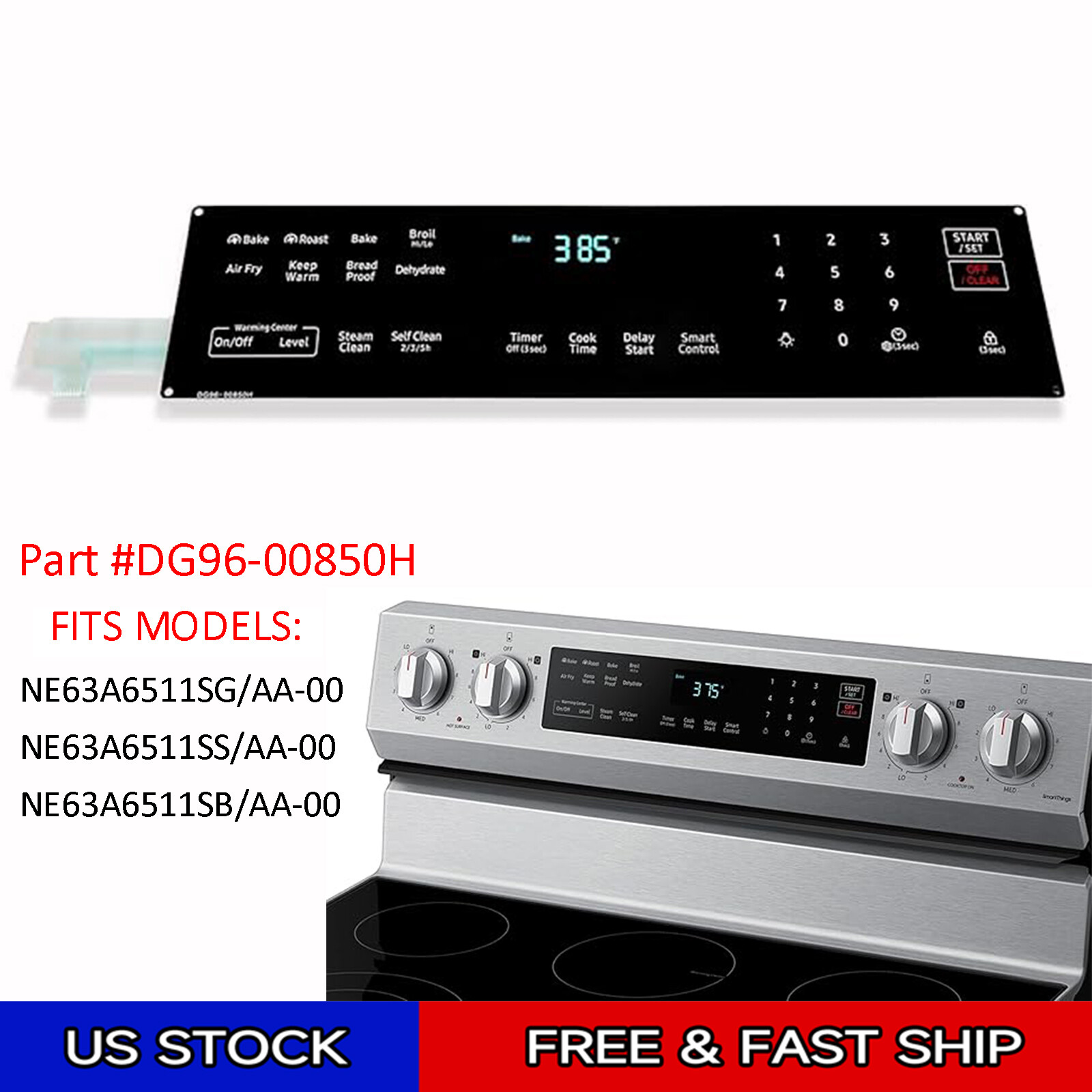 DG96-00850H Range Membrane Switch Touchpad Control Touch Panel Fit For Samsung