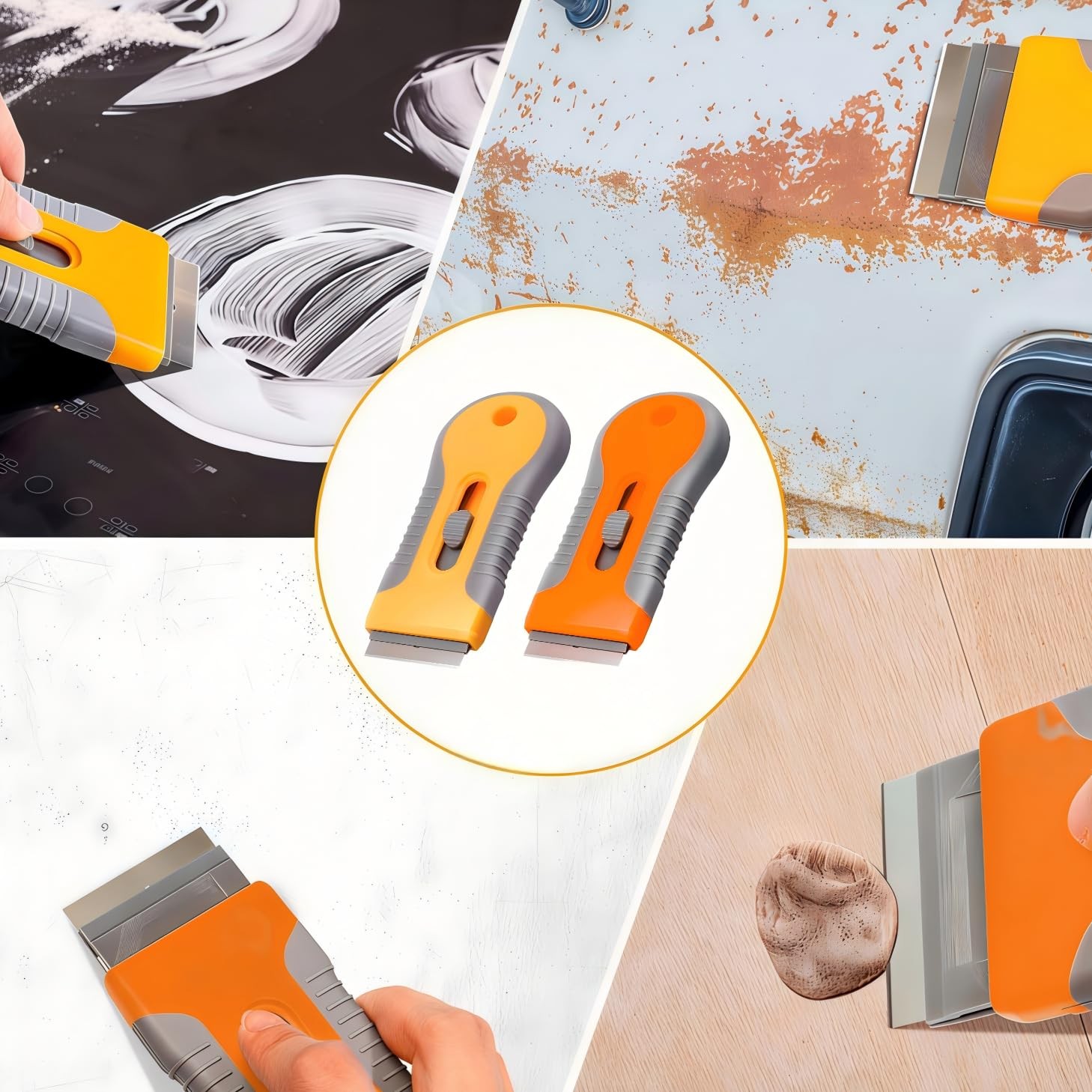 8 Pack Razor Blade Scraper, Retractable Razor Blade Scraper Tool with 120Pcs ...