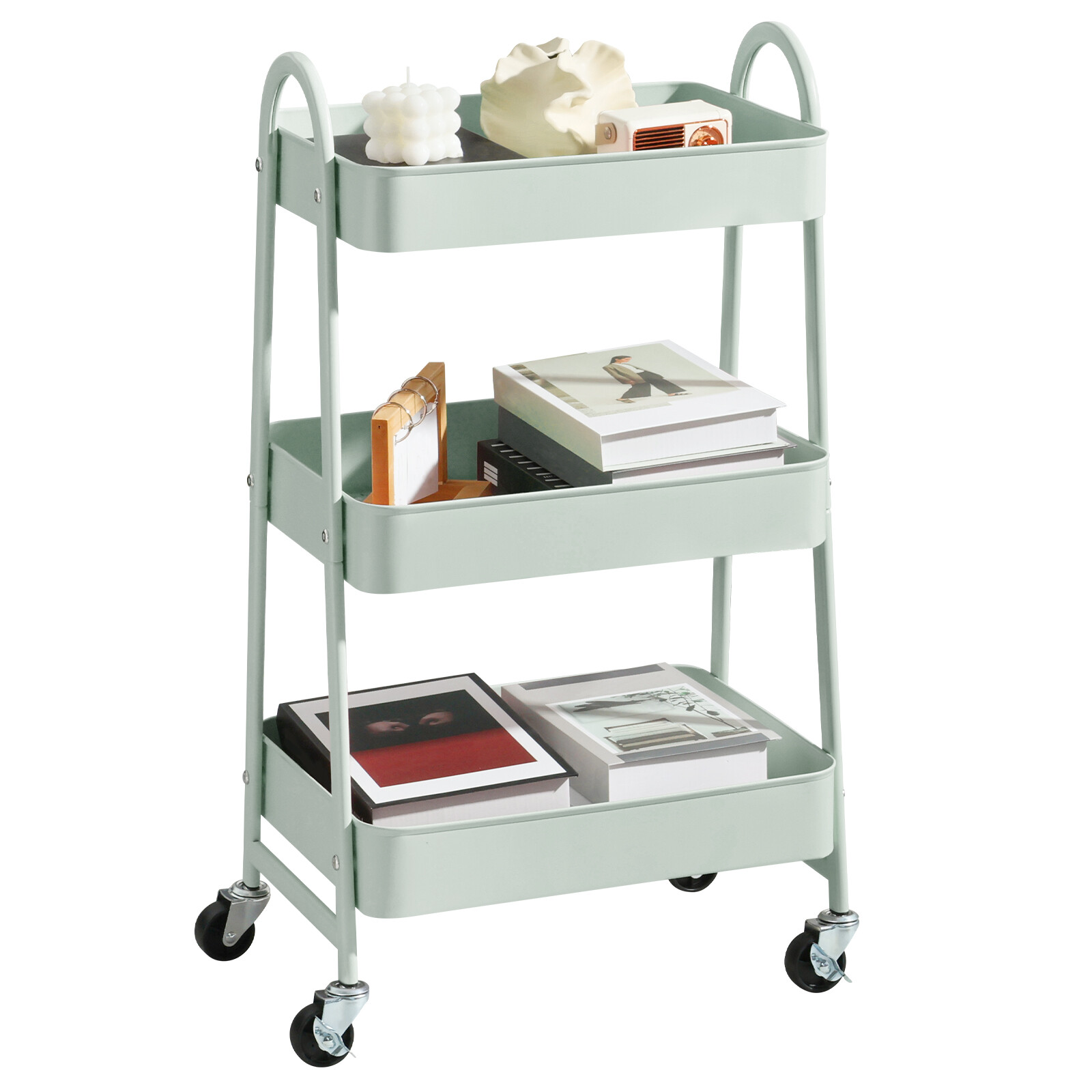 3 Tier Mobile Small Rolling Cart Storage Organizer Kitchen Trolley with Caster
