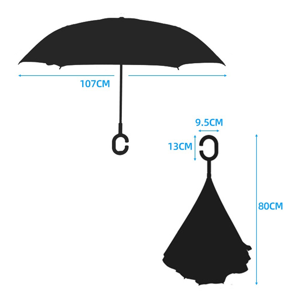 Reverse Umbrella with Blue Daisy Print – Windproof Double-Layer Inverted Folding