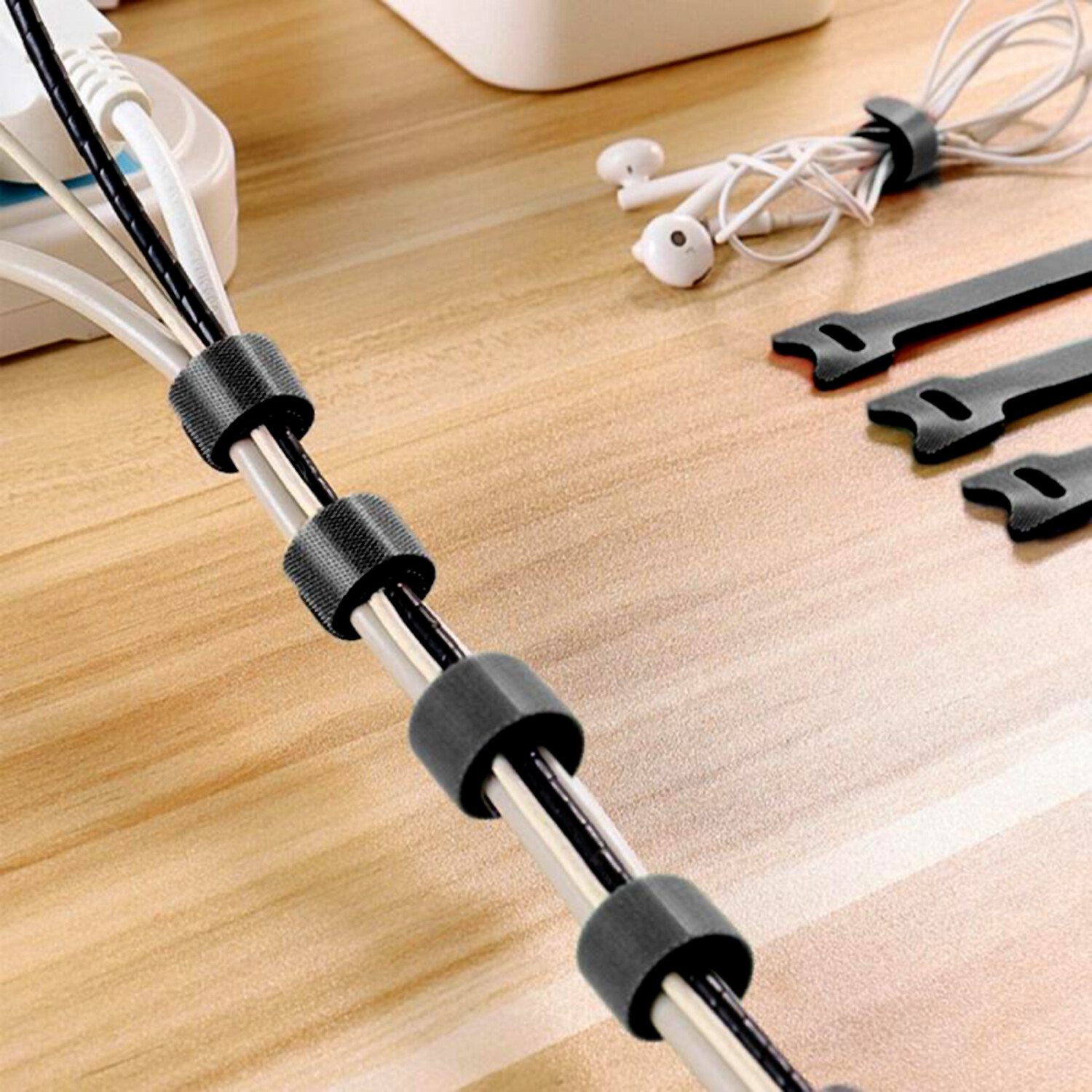 100 PCS Cable Straps Reusable Wire Cord Hook Loop Ties Black Fastening Organizer