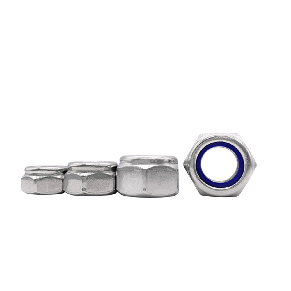 Fine Thread 304 Stainless Steel DIN985 Nylon Insert Lock Nut Hex Nylock Nut