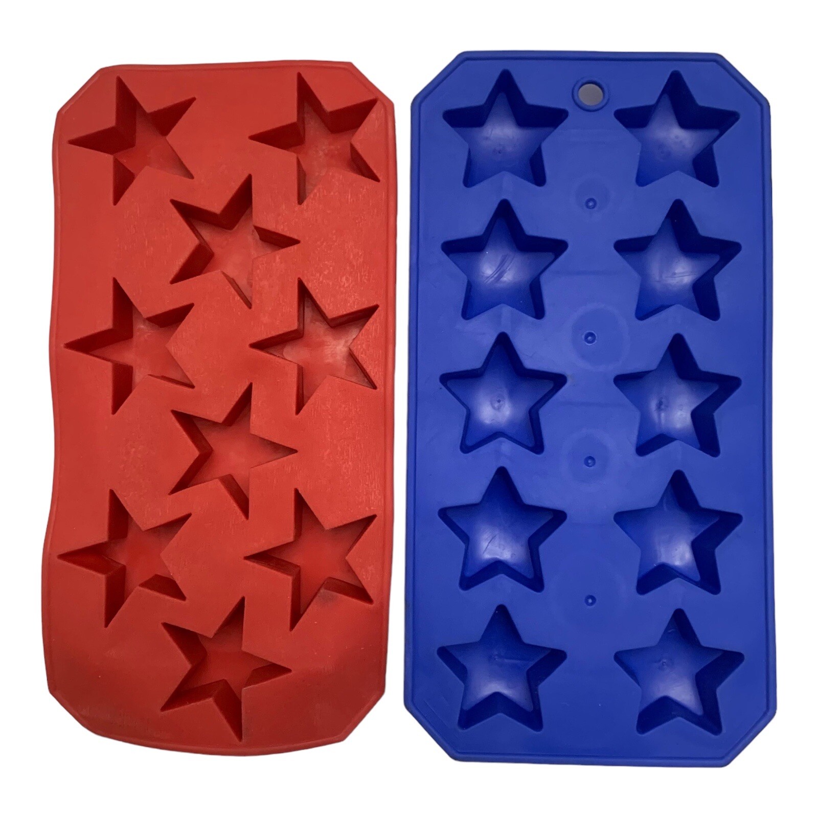 Star Shaped Ice Cube Candy Mold Trays Set of 2 Red And Blue Total Of 19 Stars