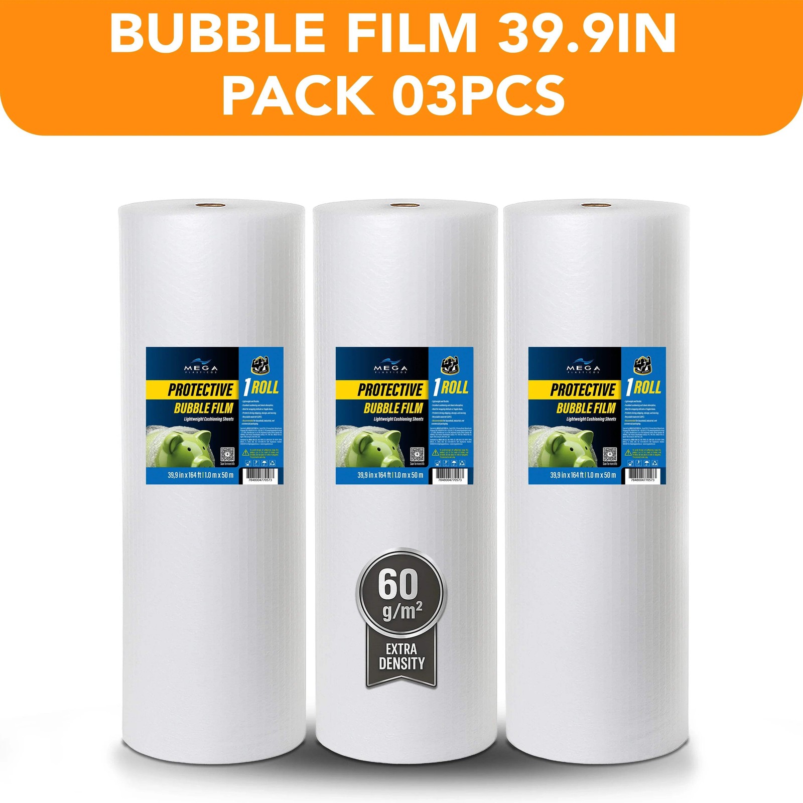 Protective Bubble Film 3 Rolls 39.9 in x 164 ft Each Roll Cushion Wrap