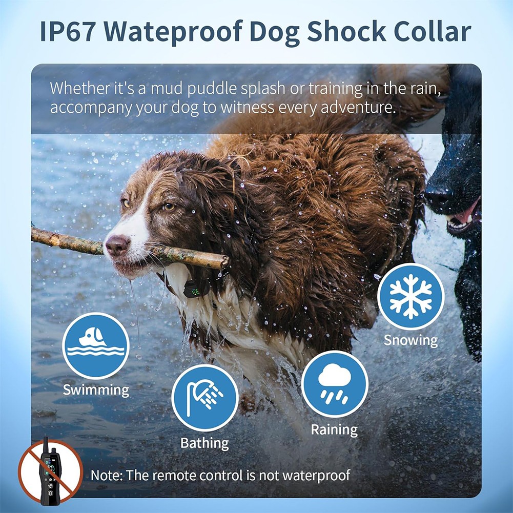 2000M Dog Training Collar Rechargeable Remote 3 Modes Waterproof Trainer