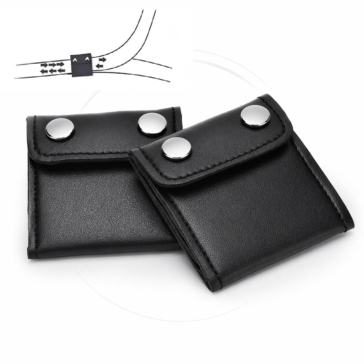 PU Leather Shoulder Strap Positioner 2-Pack Black Car Comfort Clip