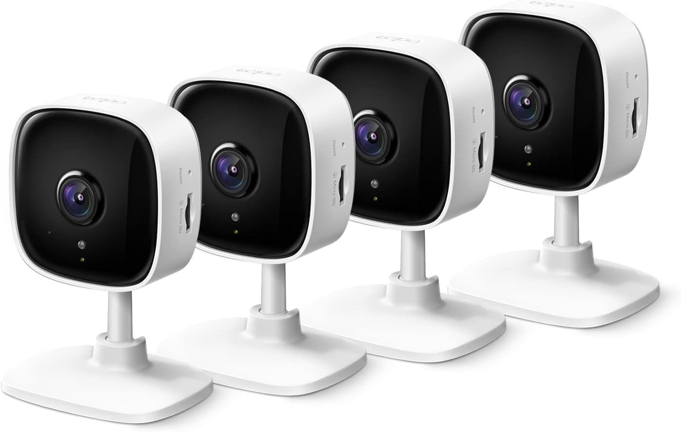 Tapo C110P4 Indoor Wired Security Camera 2K Night Vision Motion 4-Pack White