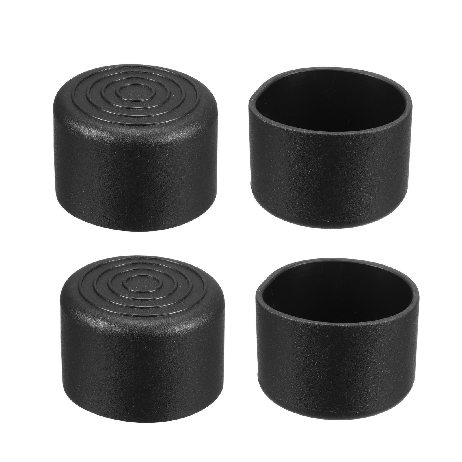 4pcs Furniture Desk Chair Round Rubber Leg Tip Cap 40mm Inner Diameter Black