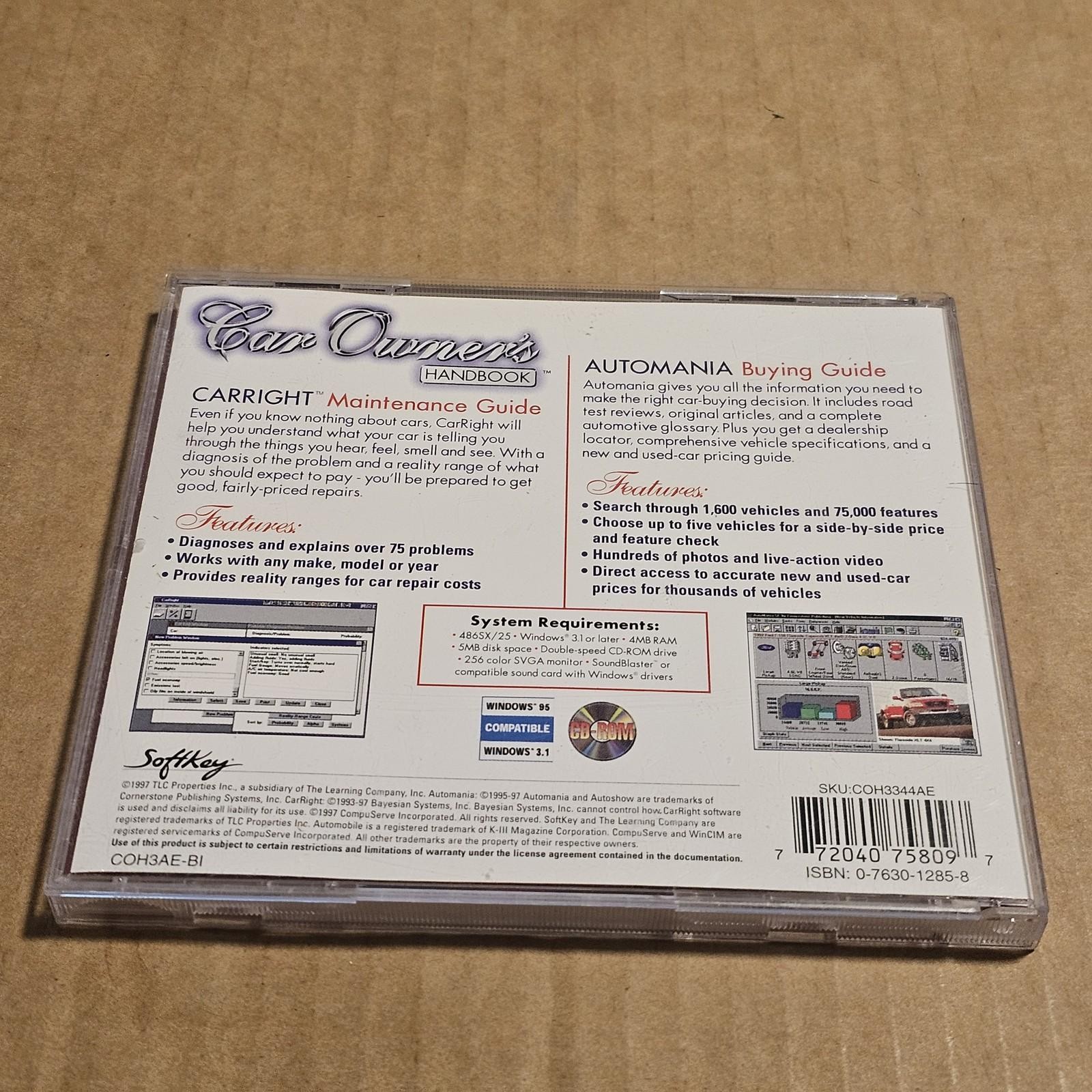Car Owner’s Handbook CD-ROM Reference Software Windows 3.1 / 95