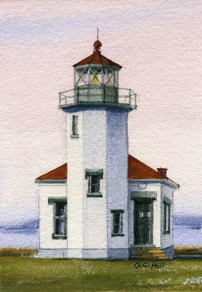 Point Robinson Lighthouse Maury Island, Puget Sound, WA. Watercolor Notecards