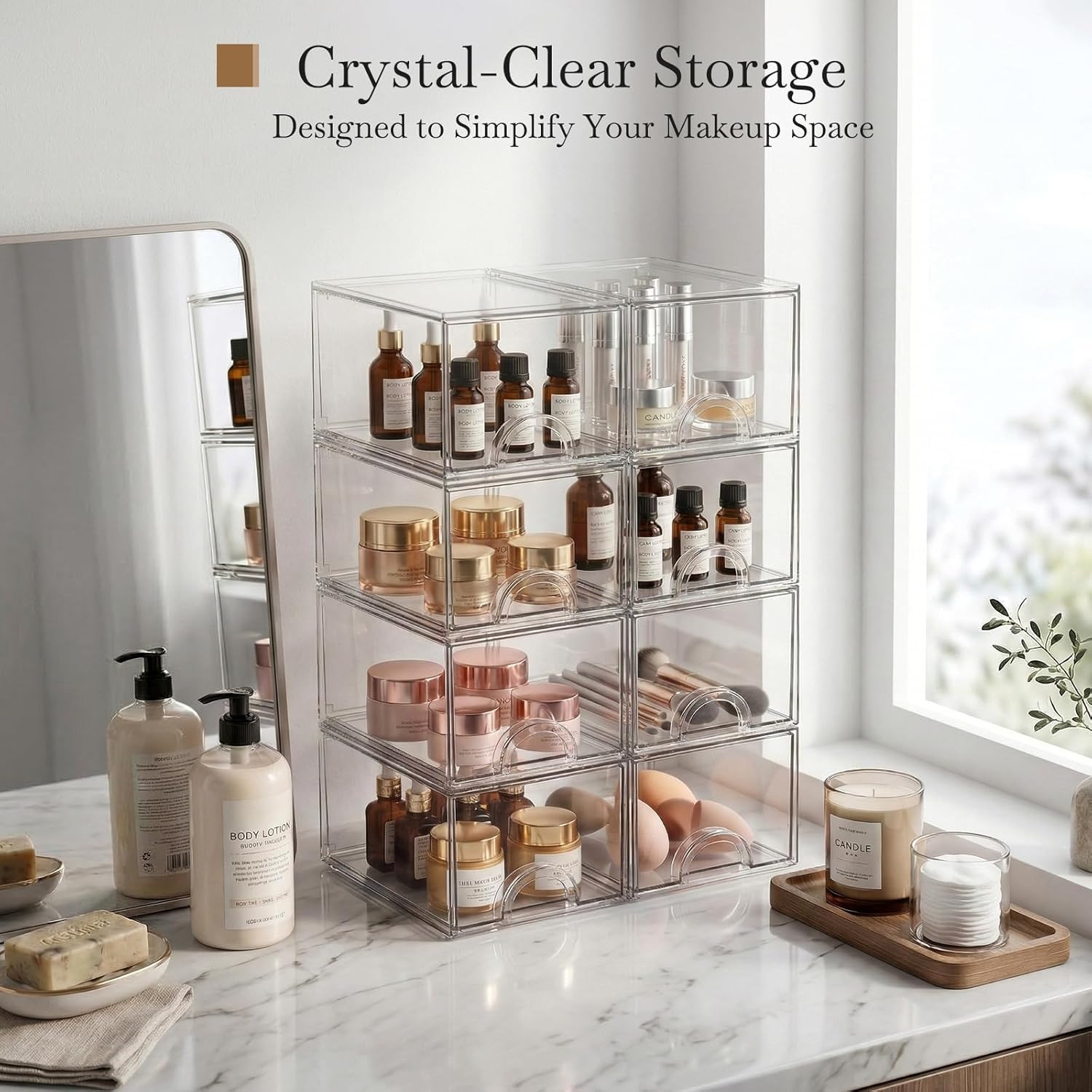 8 Pack Small Clear Stackable Acrylic Storage Boxes for Art Tool & Sketch, Storag