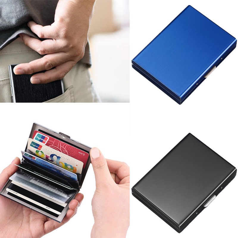 1X RFID Blocking Metal Wallet Stainless Steel Credit Card Holder Protective Case