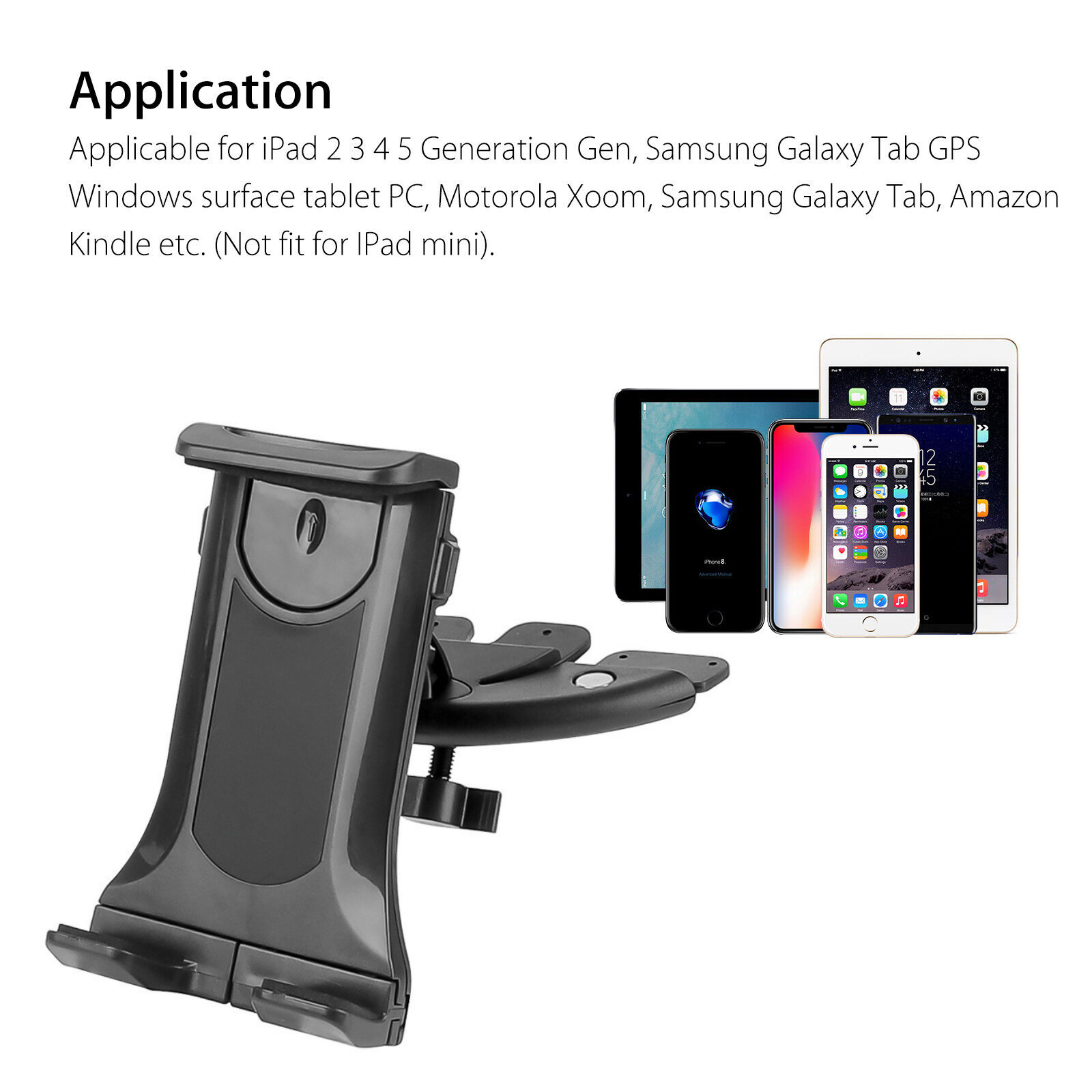 Universal Adjust Car CD Slot Mount Holder Fr iPad/Galaxy Tab/Tablet/Phone 4-14''