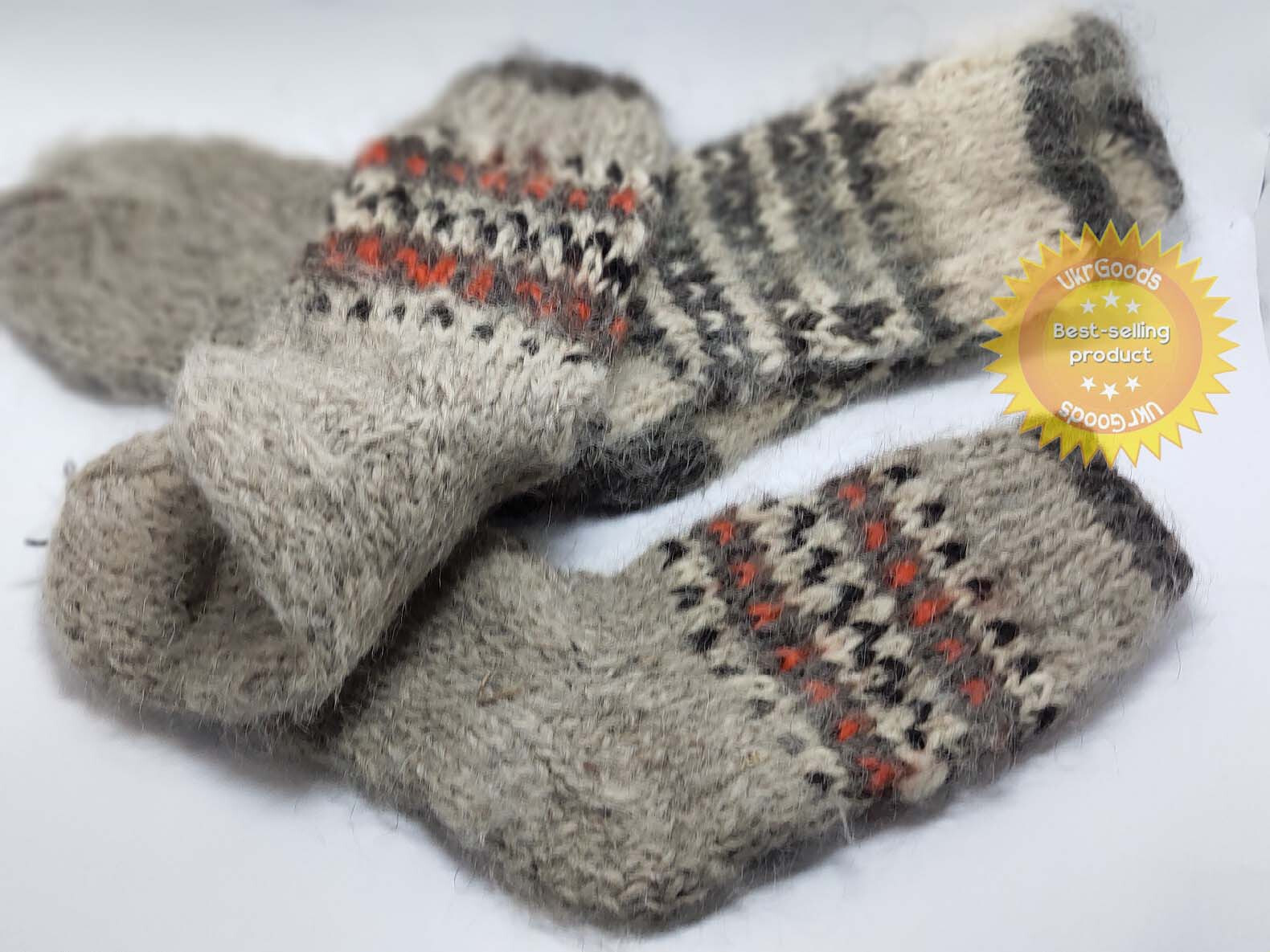 2 Pairs Unique Sheep Wool Socks 100% Natural Warm Handmade Casual All Sizes New