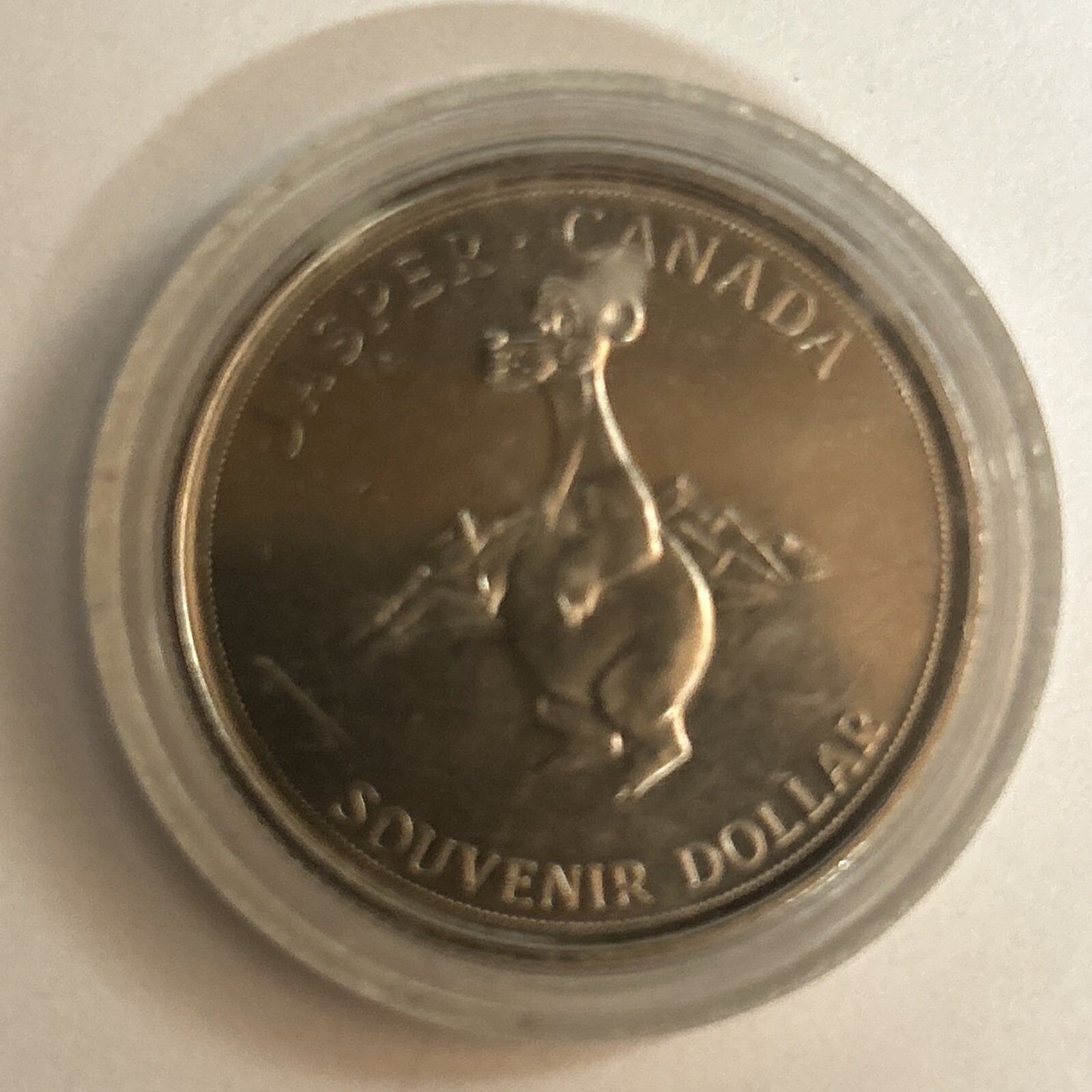 Jasper Alberta CANADA 1978 Souvenir DOLLAR Token with Mountain Goat & Baby (Kid)