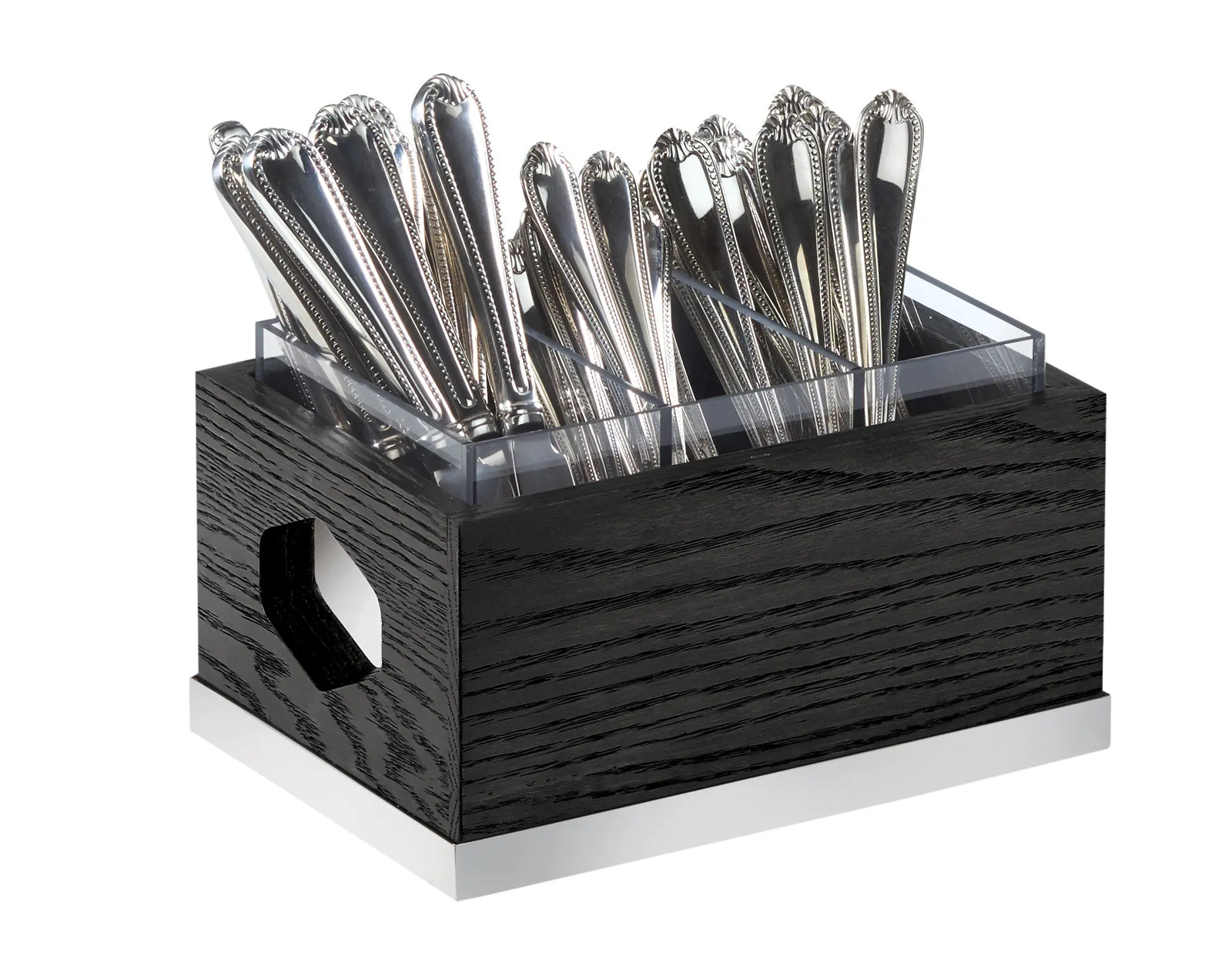 Cal-Mil 3811-87 Cinderwood 9.5" x 6.75" x 4.75"H Dark Oak Flatware Display