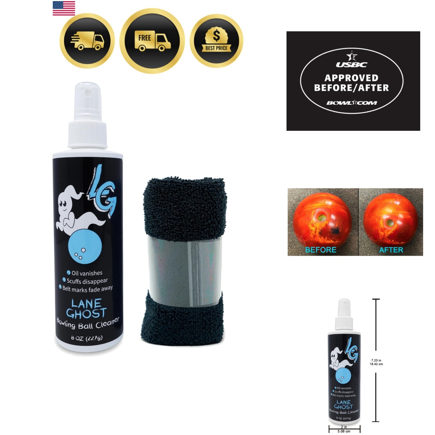 Bowling Ball Cleaner Spray - USBC Approved - Oil, Scuff, and Belt Mark Cleane...