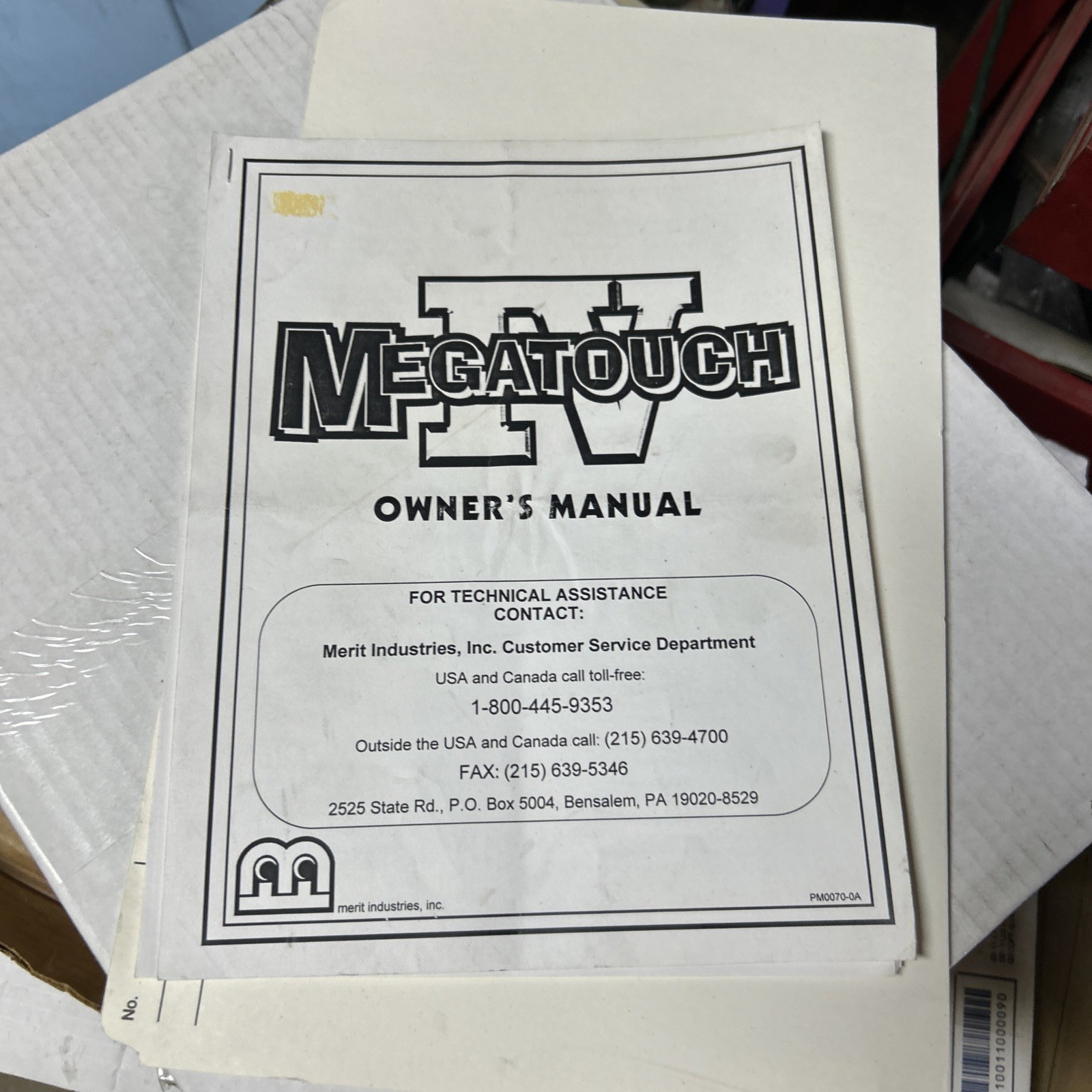 Original Merit Megatouch Iv      arcade Video game manual