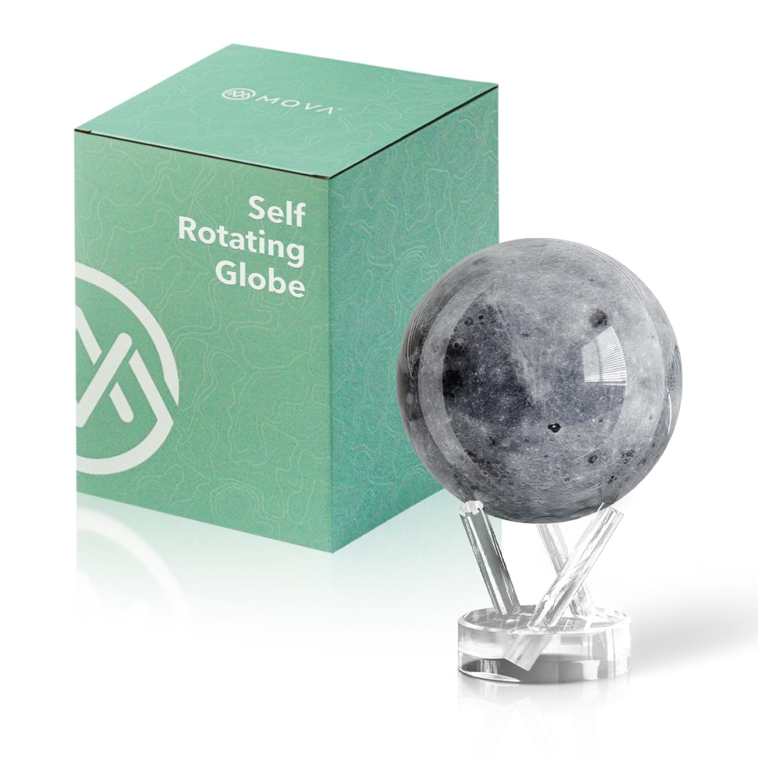 MOVA Globe - Moon Classic (4.5") | Rotating Lunar Globe Powered by Light | No...