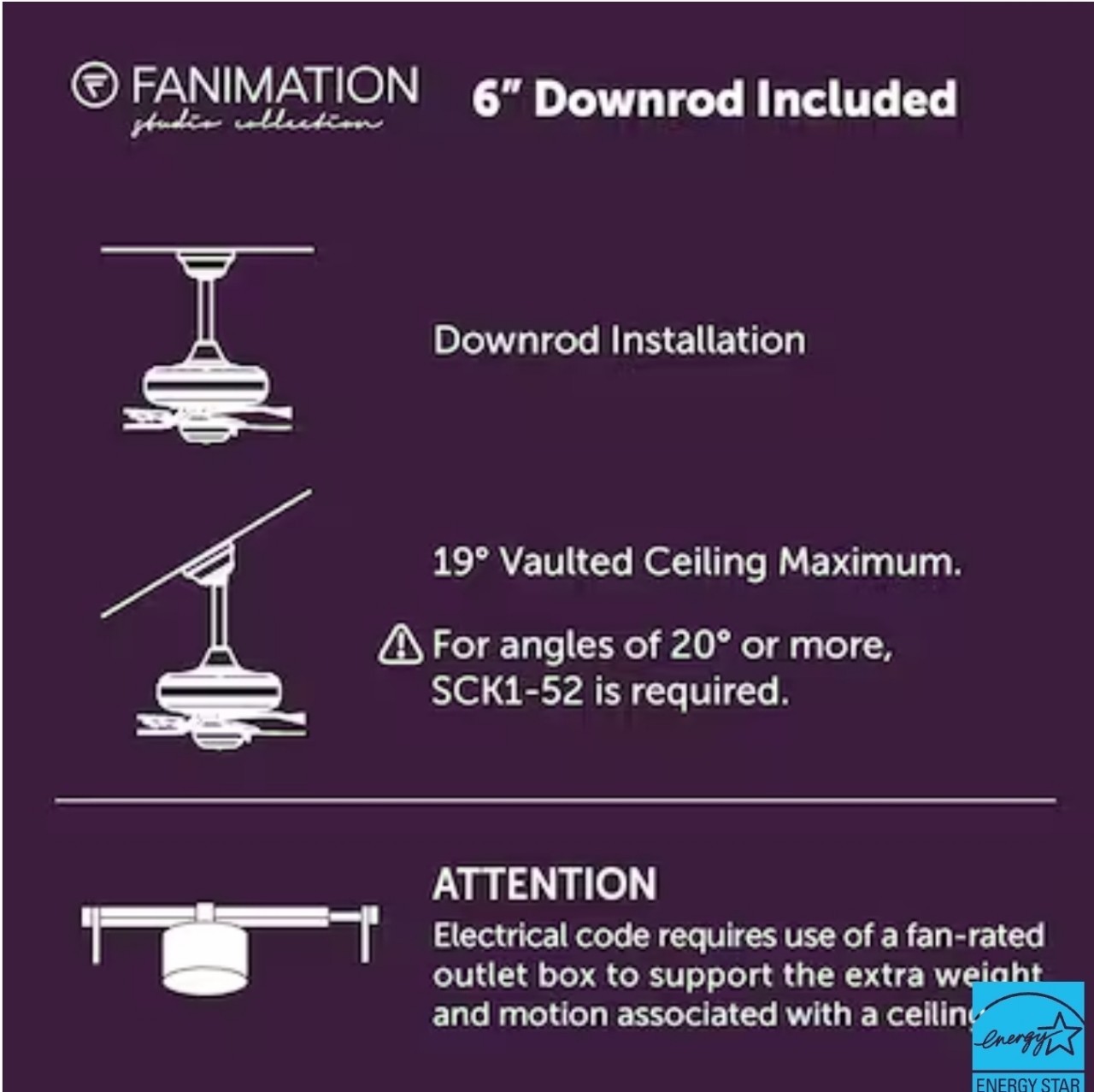 Fanimation Slinger v2 72-in Ceiling Fan with LED Light and Remote Control -Black