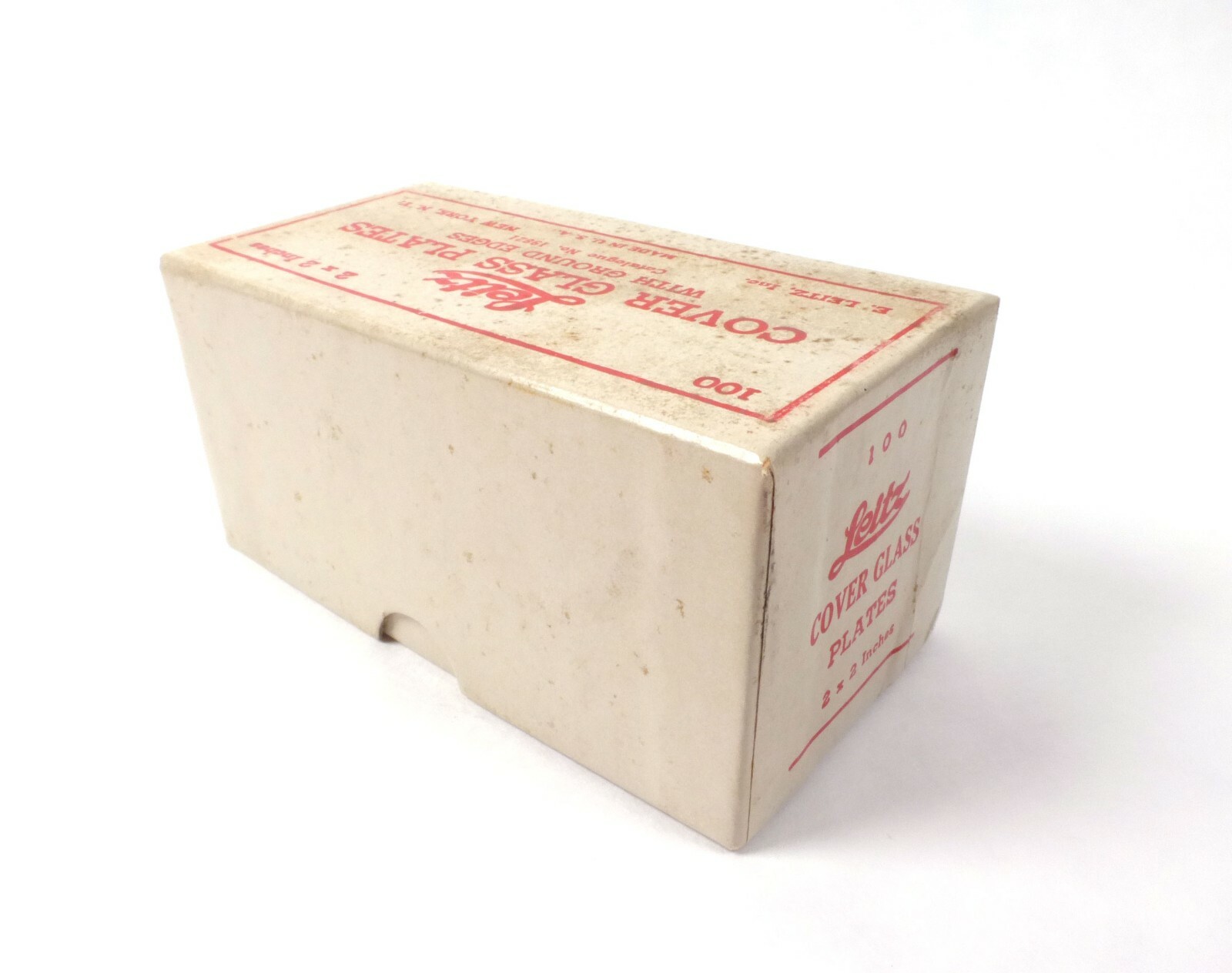 E. Leitz New York Cover Glass Plates with Ground Edges 2 x 2 Inches in Box