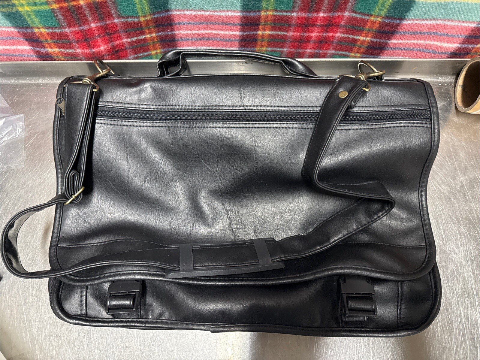 Solo Classic 17" Triple Compartment Briefcase K35-4 Black Dura Tec