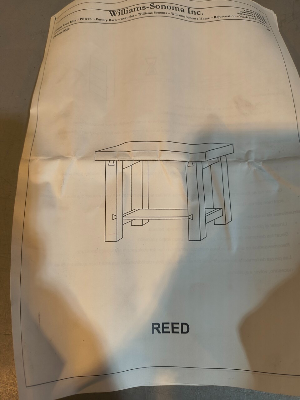 Pottery Barn Reed Rectangular Side End Table 20" w x 18" d x 24" h Antique Umber