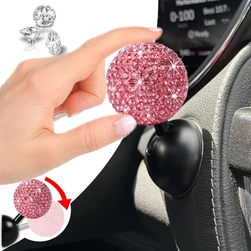 Bling Diamond Car Push Start Button Cover - Cute Accessories for B-Bling(Pink)