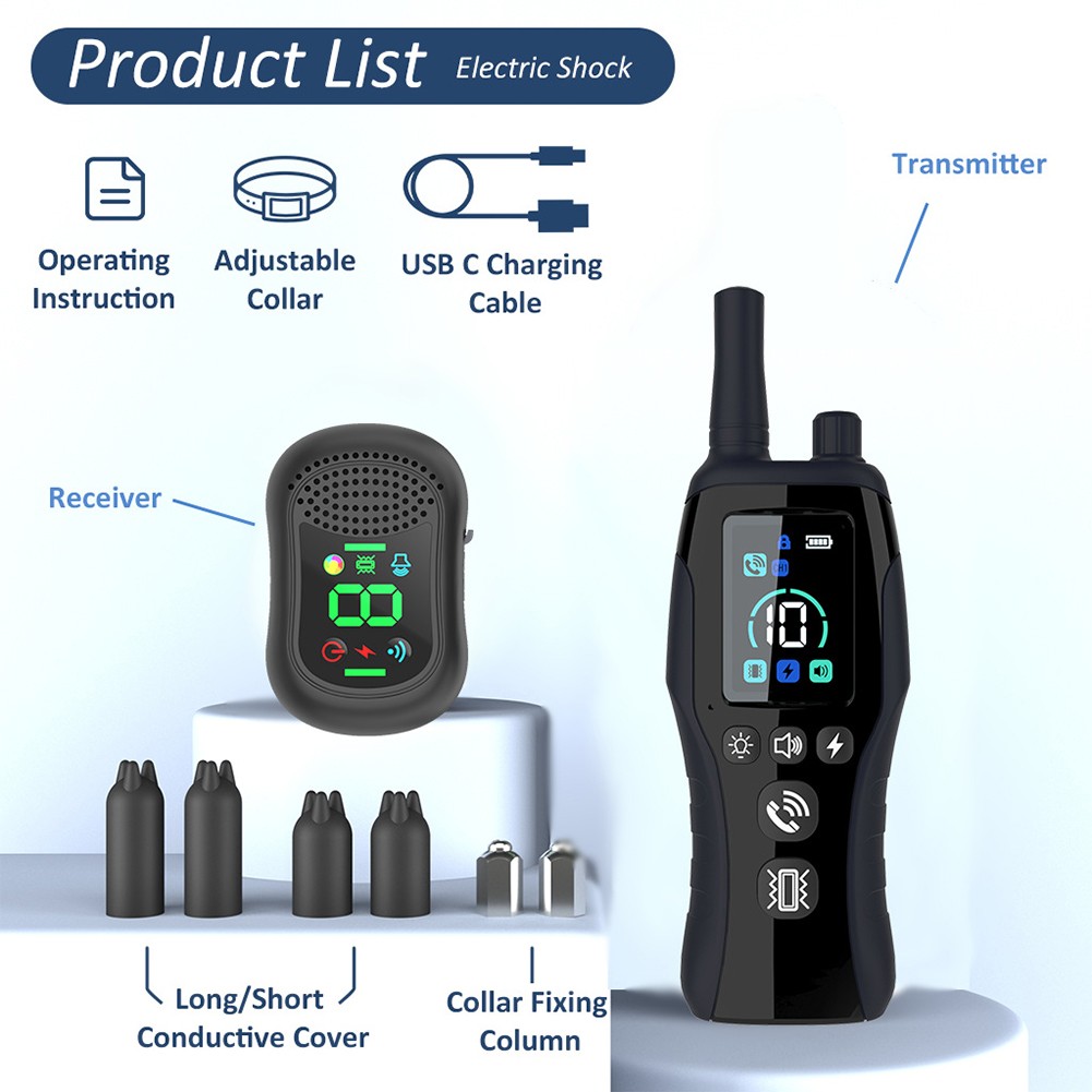 2000M Dog Training Collar Rechargeable Remote 3 Modes Waterproof Trainer