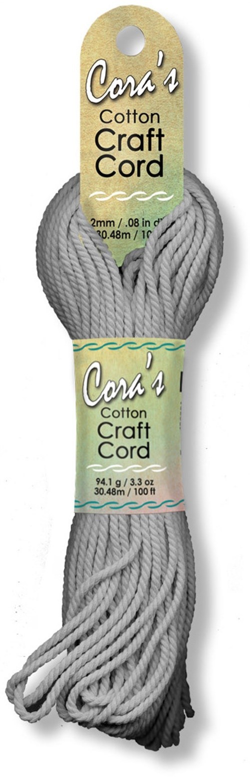 Pepperell Cara's Cotton Craft Cord 2mmx100'-Charcoal