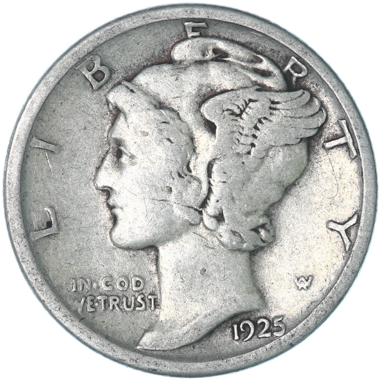 1925 (P) Mercury Dime 90% Silver Very Good VG