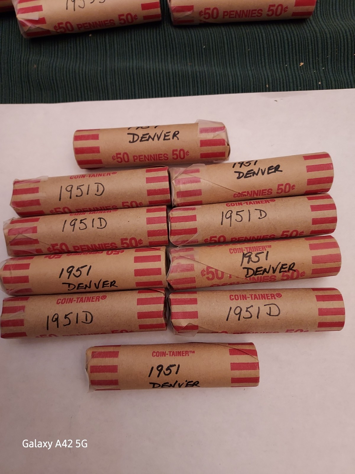 1951 D Lincoln Wheat Cents - 1 Roll - Average Circulation
