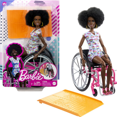 Mattel - Barbie Fashionista & Wheelchair with Wheelchair & Ramp, Curly Brown Hai