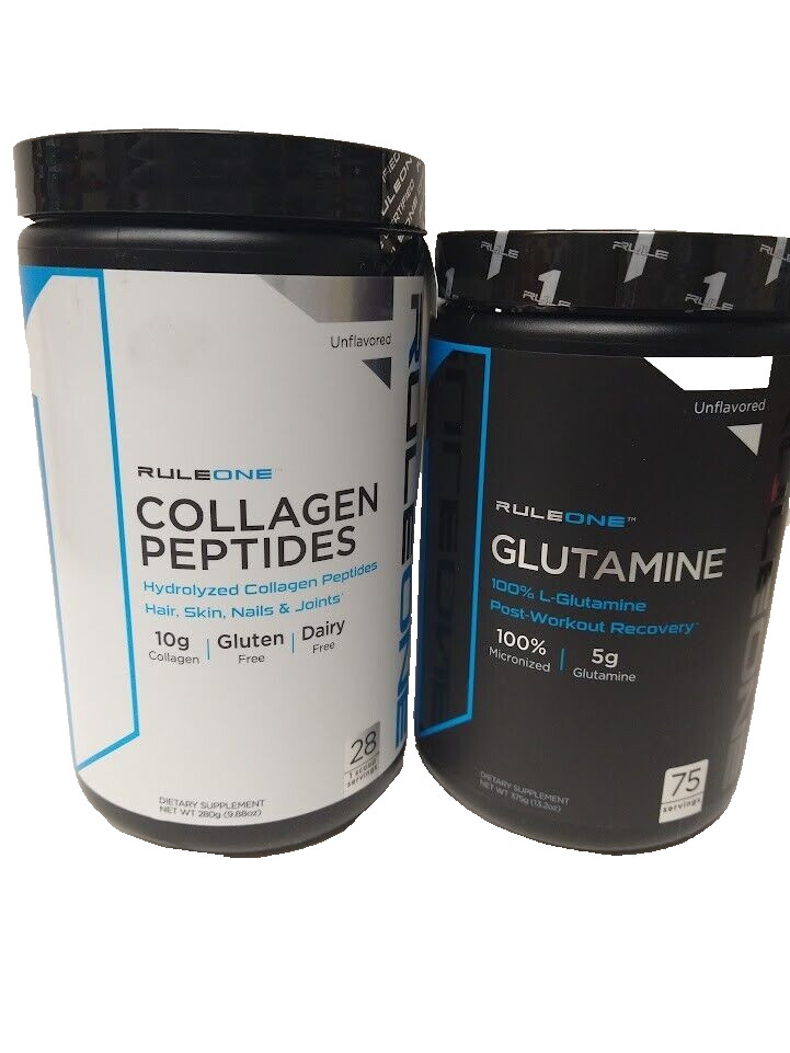 2 Pack Rule 1 Collagen Peptides & Glutamine Unflavored Recovery Hair Skin Nails