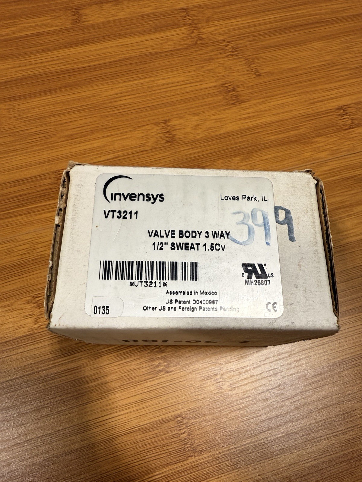BRAND NEW Invensys VT3211 3-Way 1/2" NPT 1.5Cv Zone Valve Body