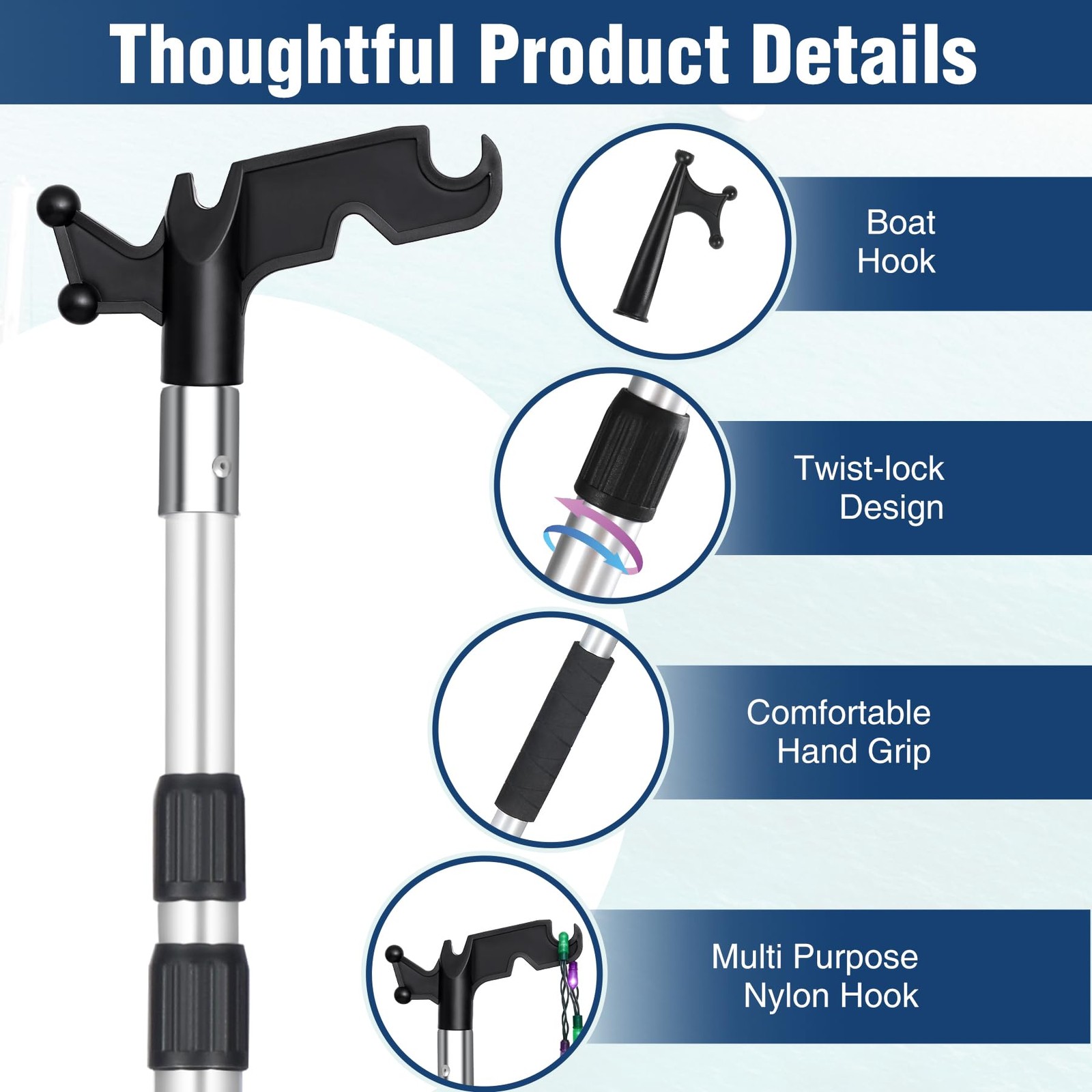 Lineslife Boat Hooks For Docking4-8Ft Telescoping Pole Utility Hook Christmas