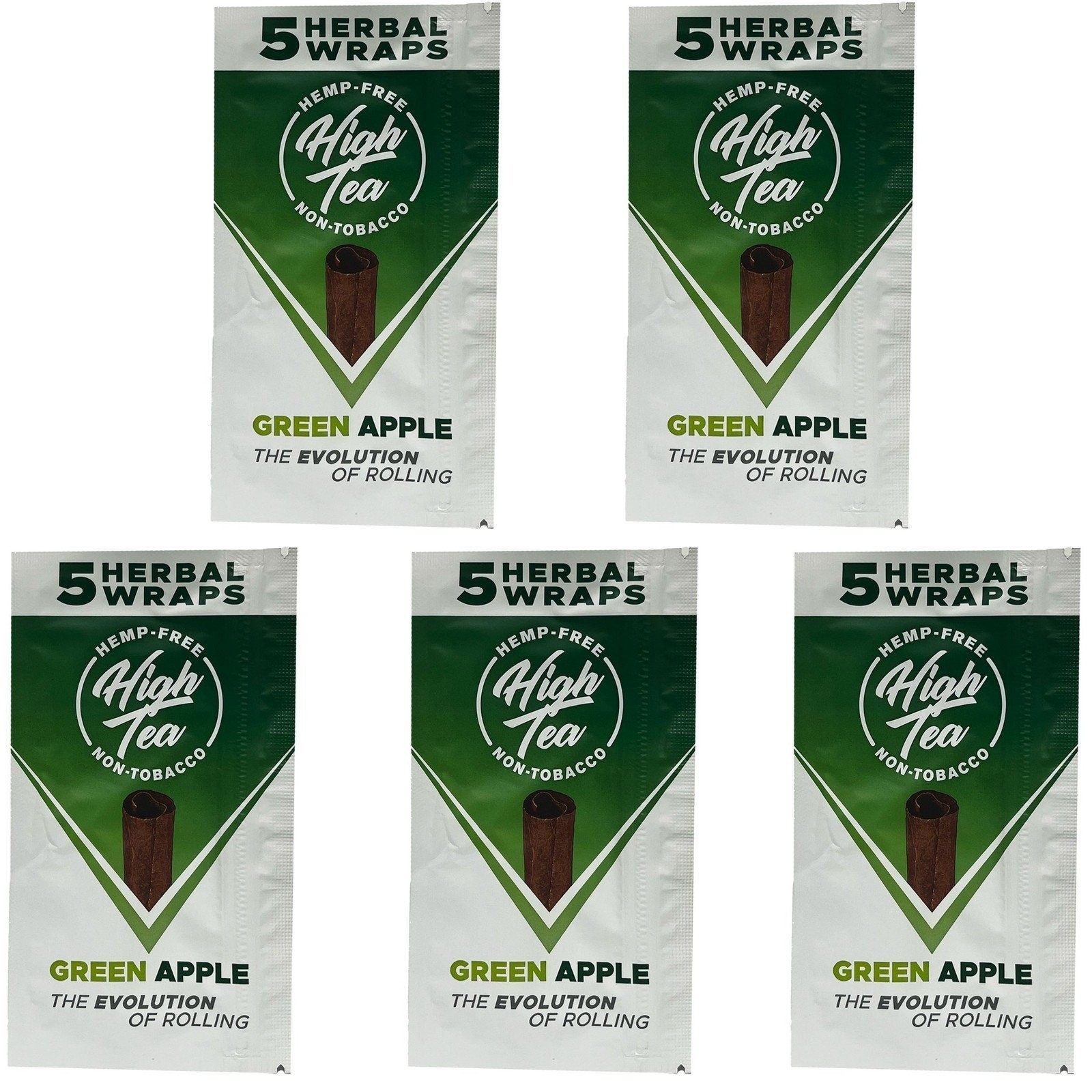 High Tea Non Tobacco All Natural Herbal Smoking Wraps - Green Apple - 25 Self...