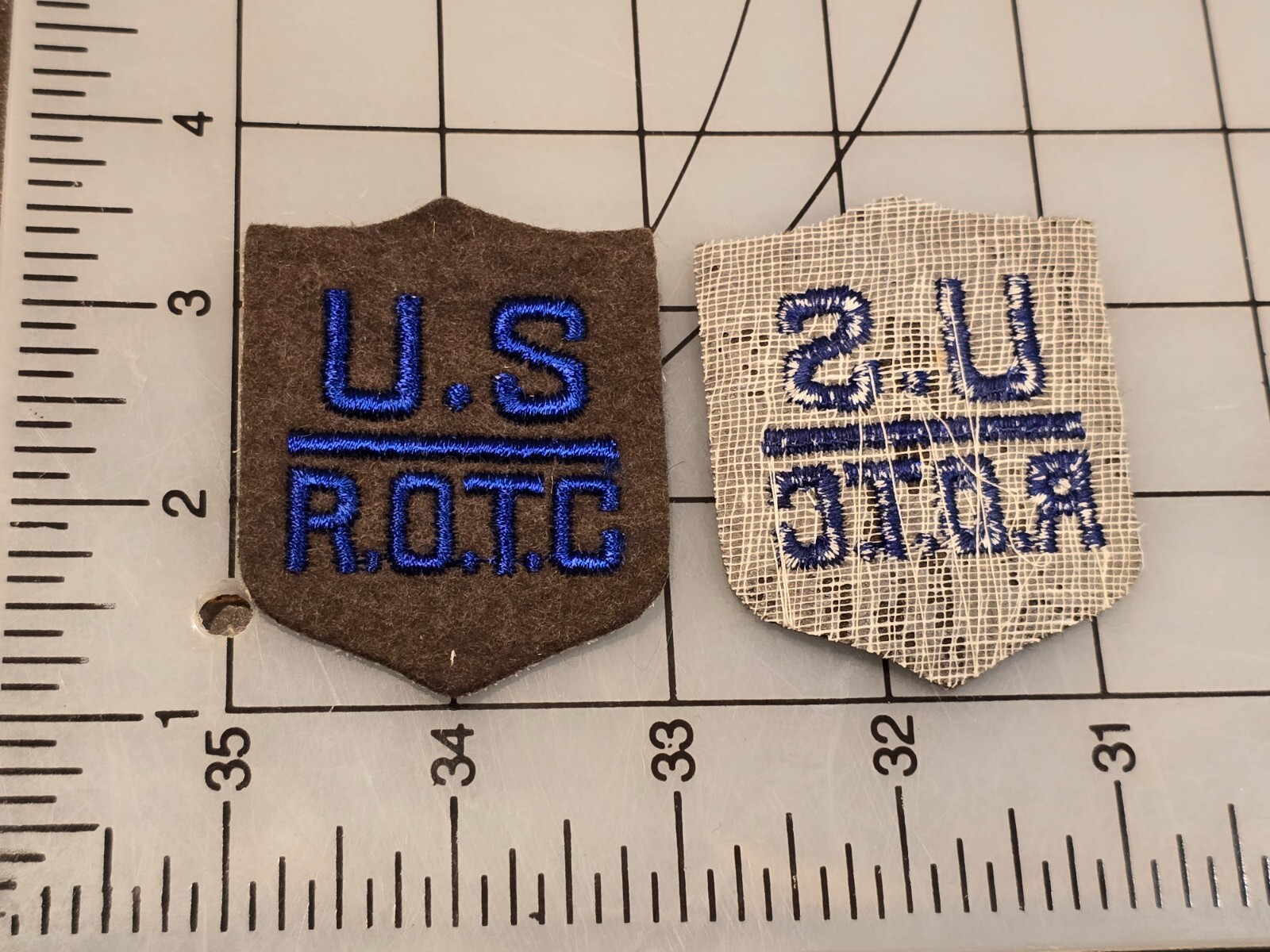 Original US ROTC Cut Edge Machine Embroidered on Wool 3474