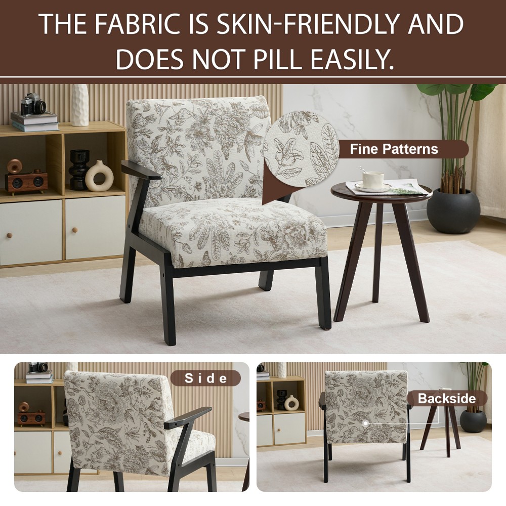 Mid-Century Modern Lounge Armchair w/ Seat Cushion for Living Room & Study