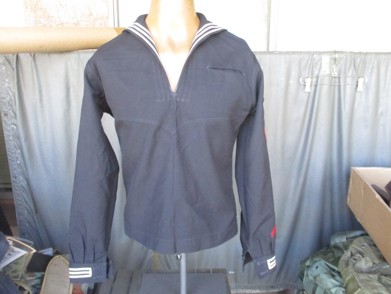 USN, Navy Blue Wool Crackerjack Dress Jumper Top with Rating Patch, size 40 R