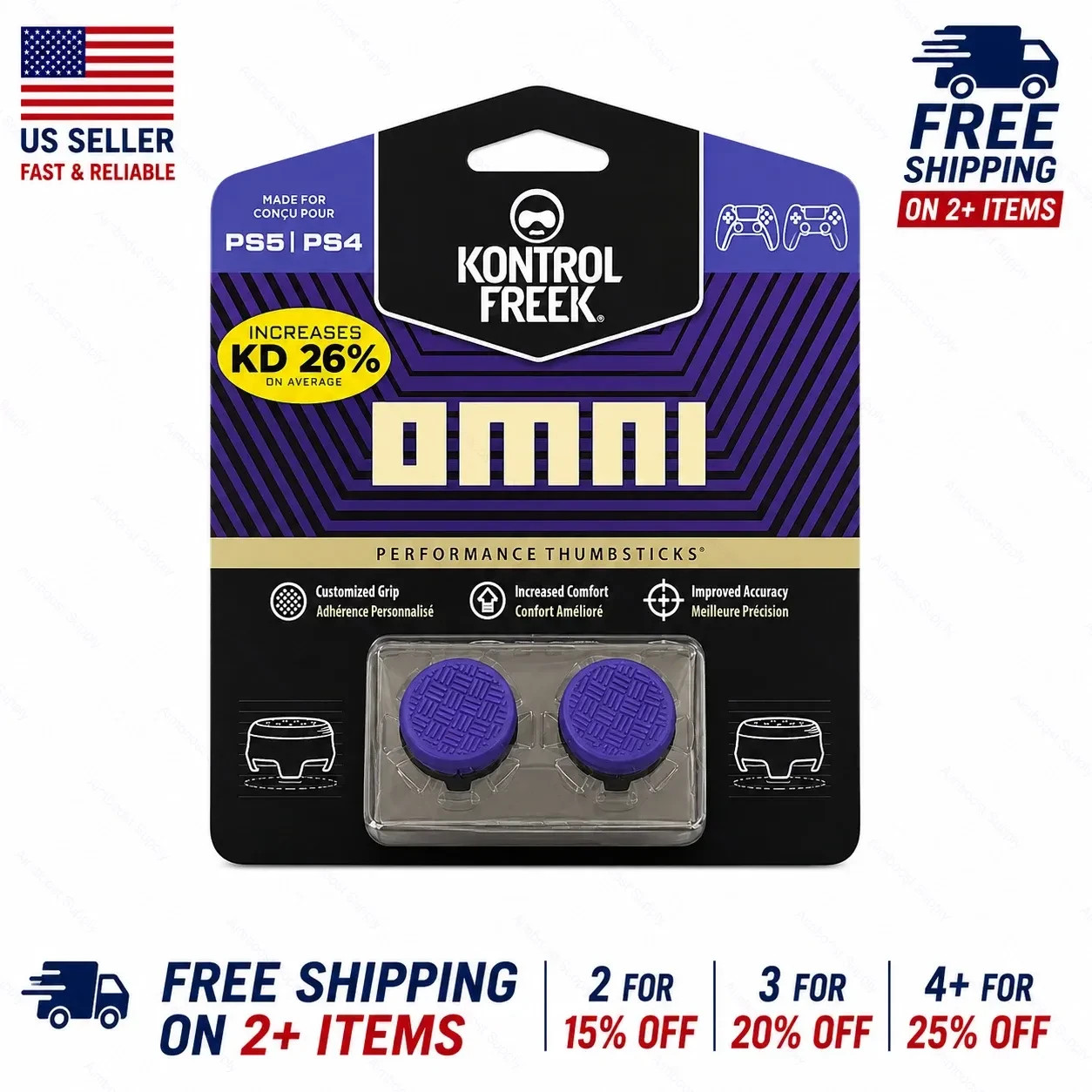 KontrolFreek FPS Thumbsticks for PS4/PS5 – Omni Blue – Ships Fast