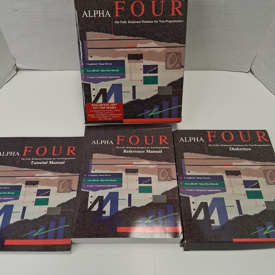 Alpha Four Fully Relational Database Non-Programmers Manuals Diskette Incomplete
