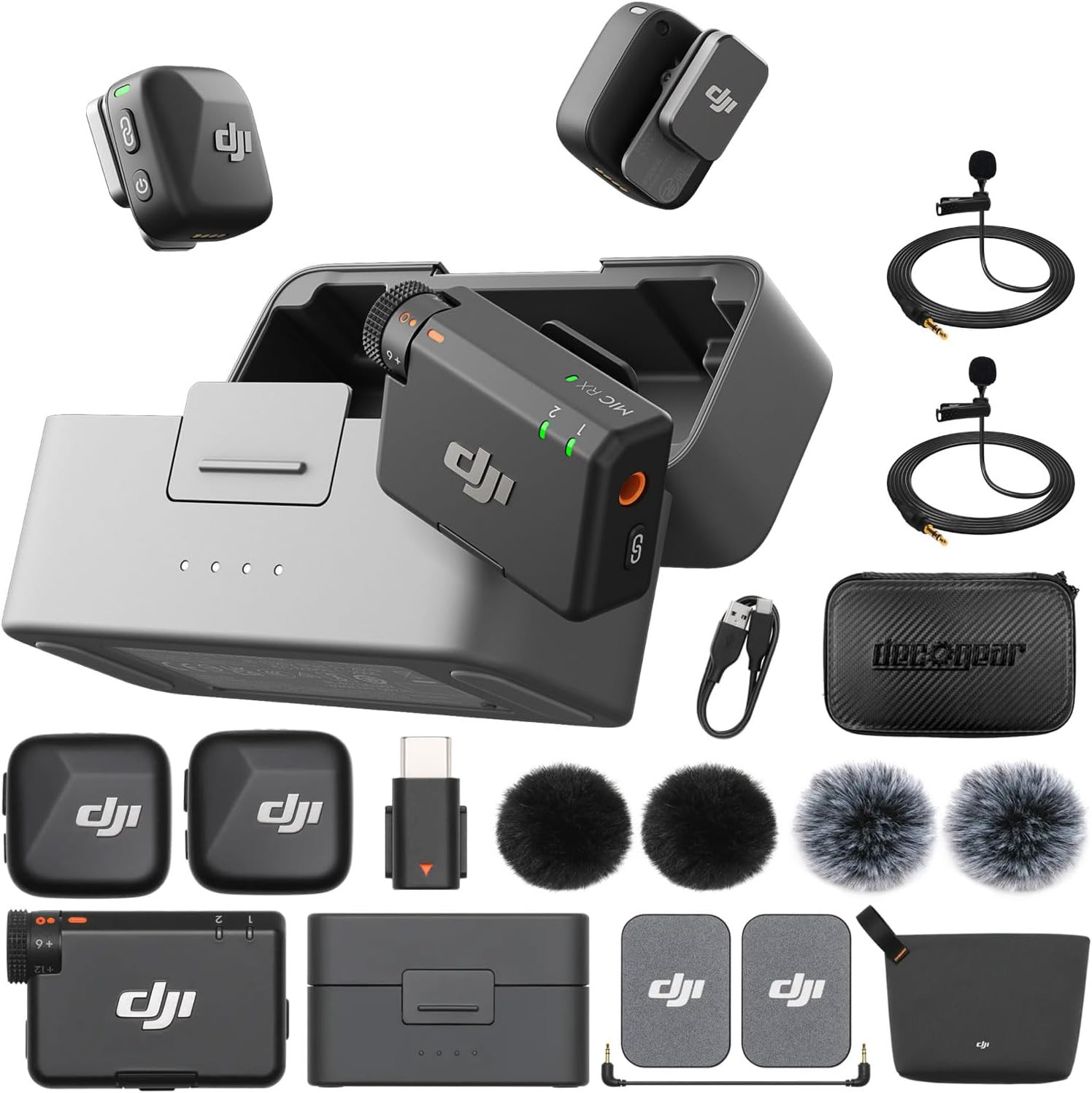 Mic Mini Wireless Lavalier Mic Bundle with Charging Case & 2 Lapel Mics