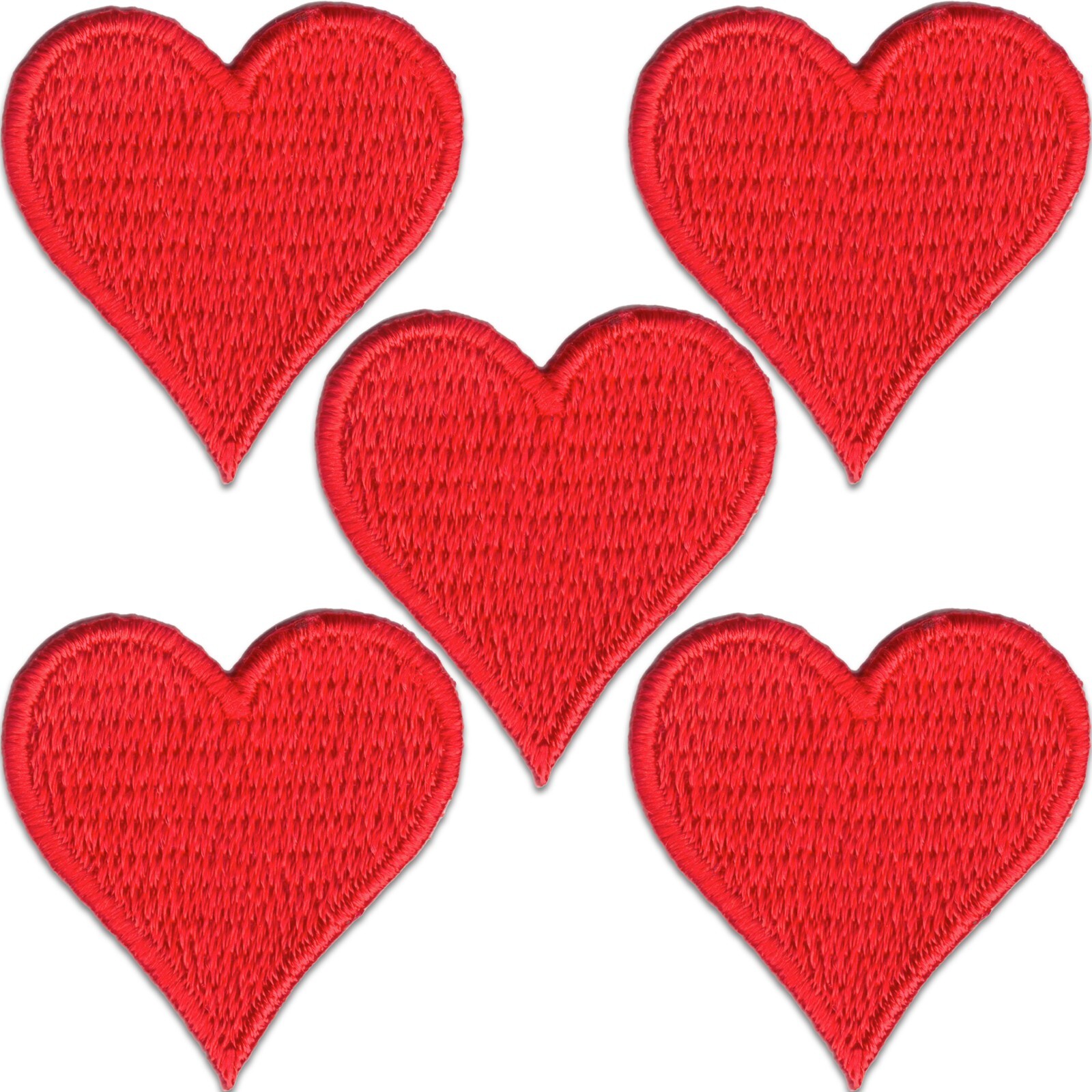Red Heart Patches ( 5-Pack) Heart Embroidered Iron on Heart Patch Applique
